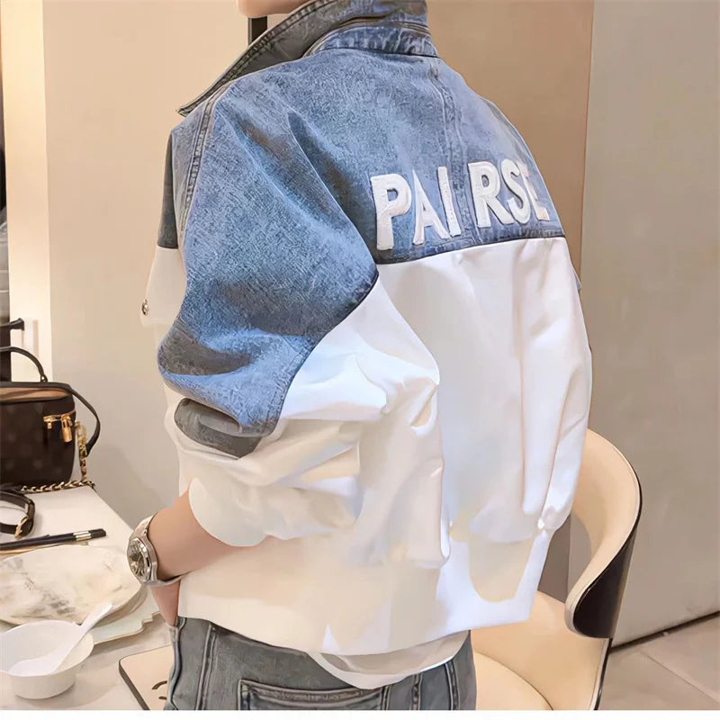Short Denim Jacket Women Loose 2024 Summer Spring And Autumn Coat Women Slim Sweet Jacket Joker Coat Color Matching Embroidery