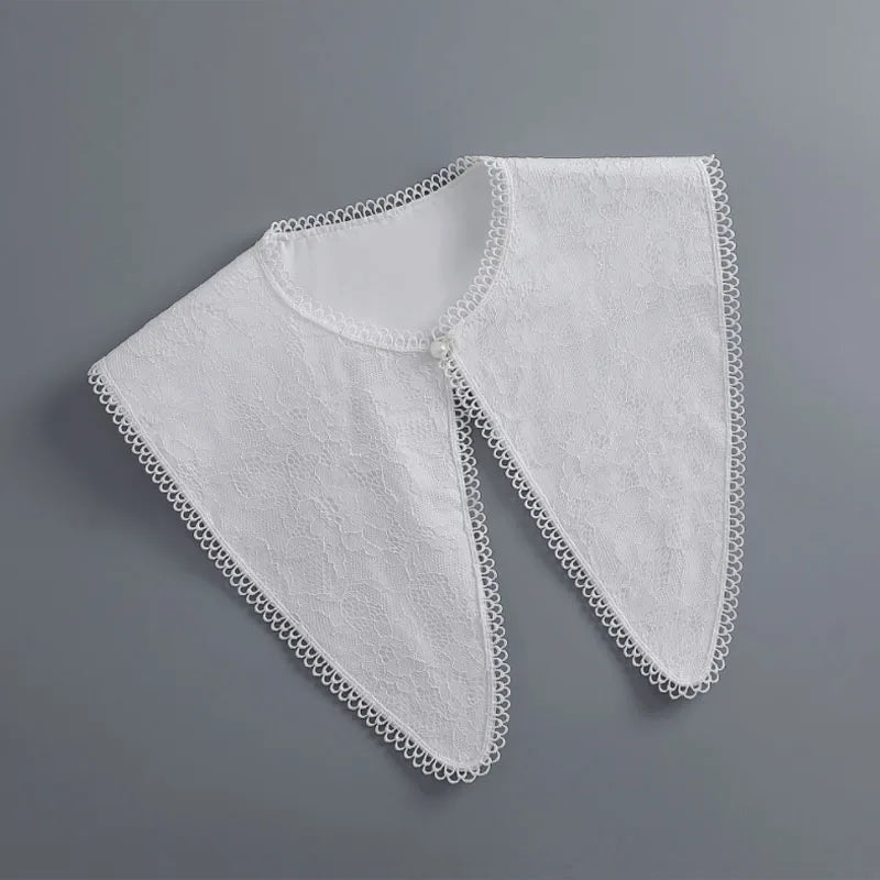 Removable Lace Doll Fake Collar Women Tie Ladies White Shawl Wrap Detachable Embroidered Lapel False Collar Clothes Accessory