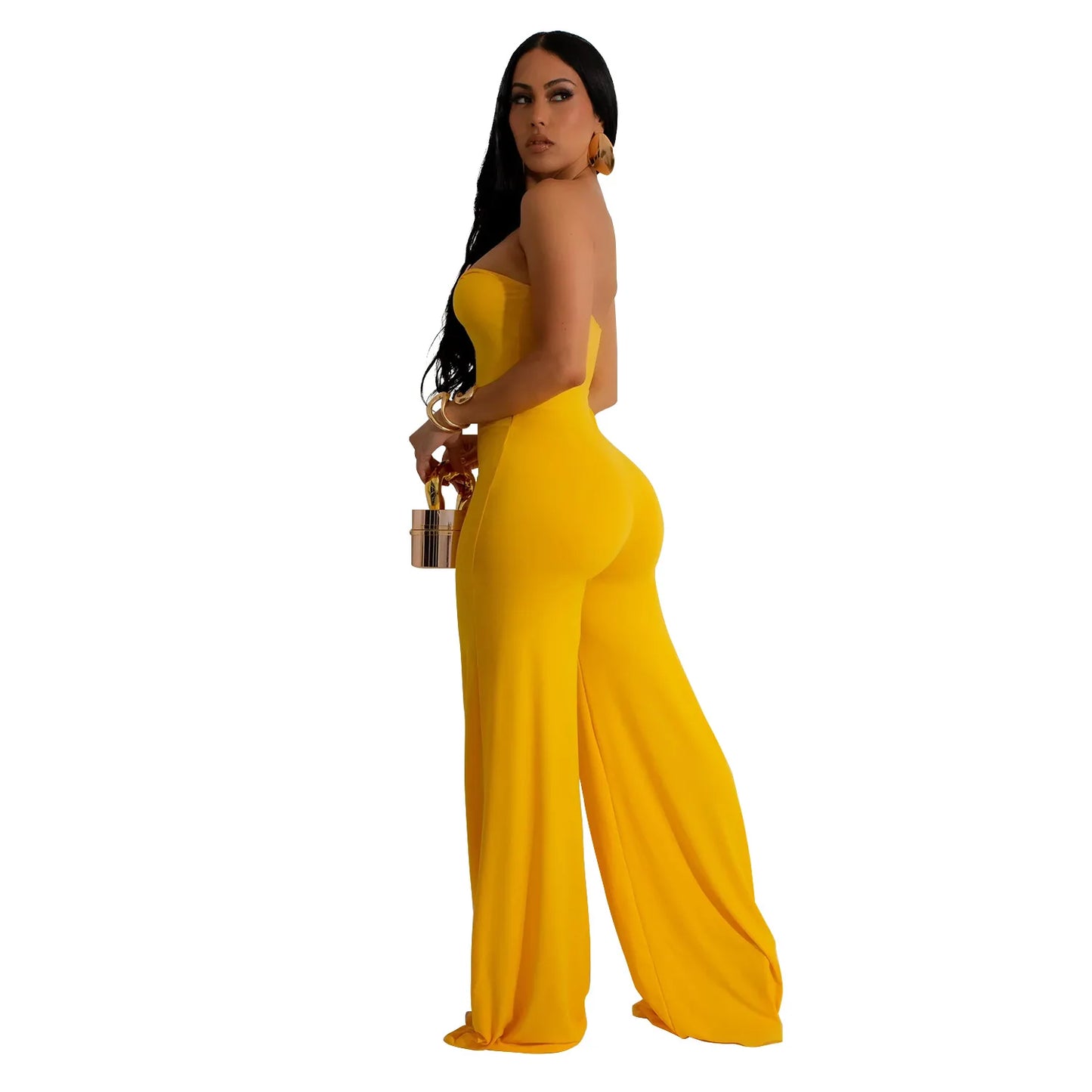 CM.YAYA Women Wide Leg Deep V-Neck Sleeveless Jumpsuits 2024 Summer Hollow Out Night Street Club Playsuit One Piece Suit Romper