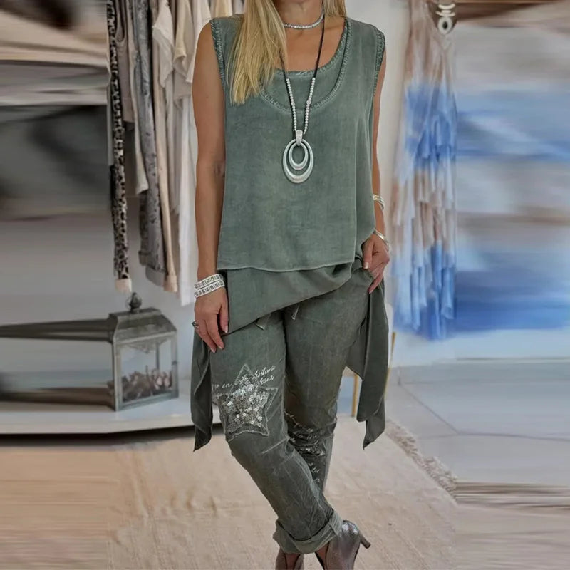 Casual Summer O-neck Multi-color Commuting Blouses Elegant High Street Loose Tees Simple Solid Color Hollow Sleeveless Vest Top