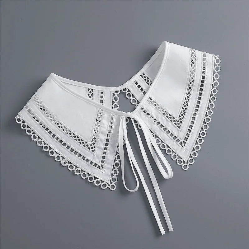 Removable Lace Doll Fake Collar Women Tie Ladies White Shawl Wrap Detachable Embroidered Lapel False Collar Clothes Accessory