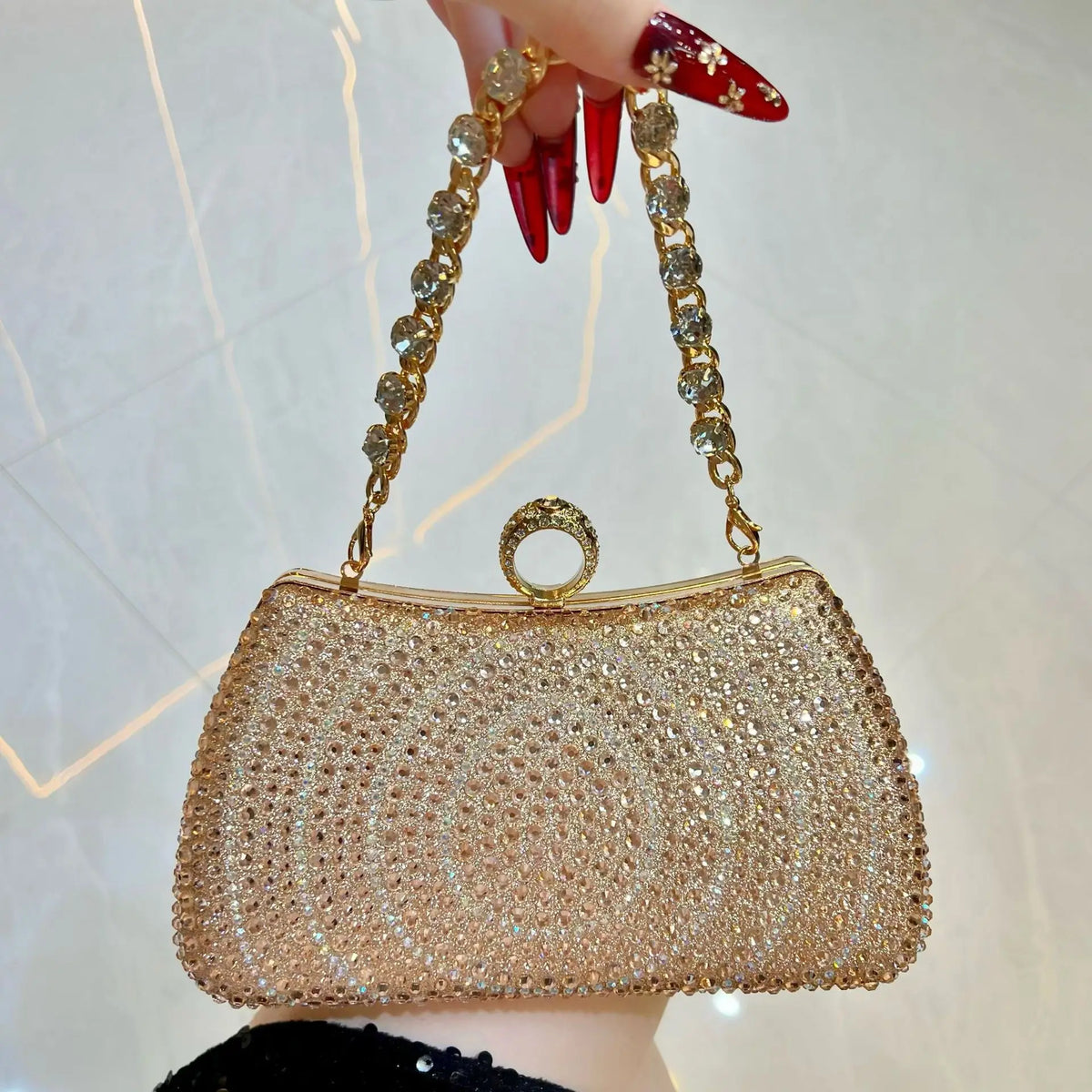 Rhinestone Heart Shaped Evening Clutch Handbag for Women