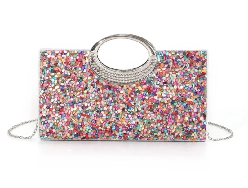 2025 New Single Side Stone Evening Bags Banquet Clutch Purse Mini Party Dinner Wallets Drop Shipping