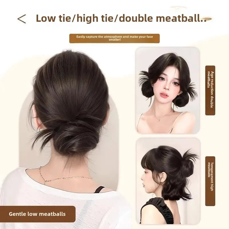Realistic Hair Extensions Hair Bands Bun Maker Hair Clips Fake Hair Low Ponytail Holder Fake Hair Bundles Hair Accessories