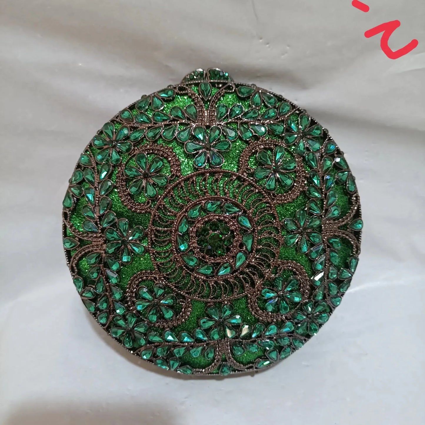 Elegant Jade Green Women Big Stones Evening Bags Crystal Metal Clutches Bags Green Wedding Party Minaudiere Purses and Handbags