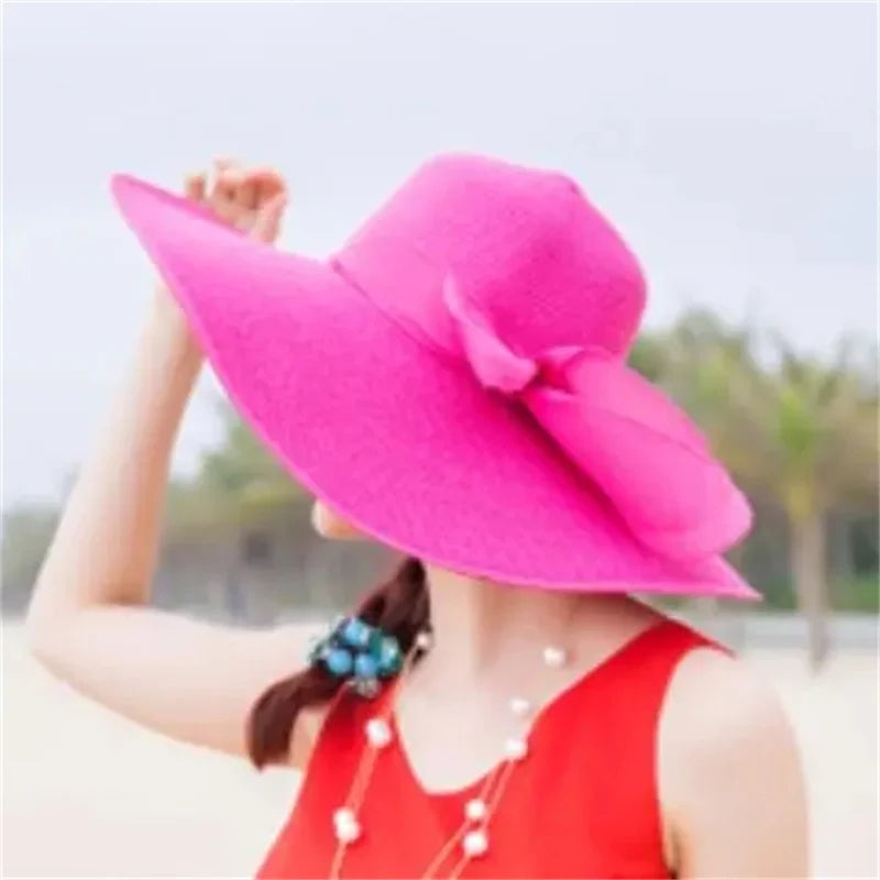 Hat Big-brimmed Cool Hat Women's Summer Sun Visor Sun-Proof Foldable Straw Hat UV-Proof Beach Sun Hat Summer Face Covering