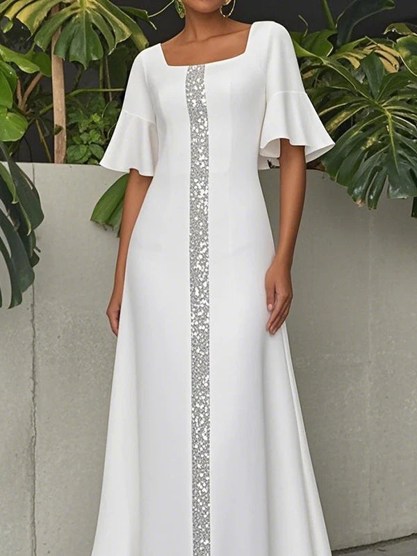 Modigirl Original Creation Women Elegant Shiny Long Dress Flared Sleeves 2025 Summer Party Birthday Prom Maxi Dresses for Woman