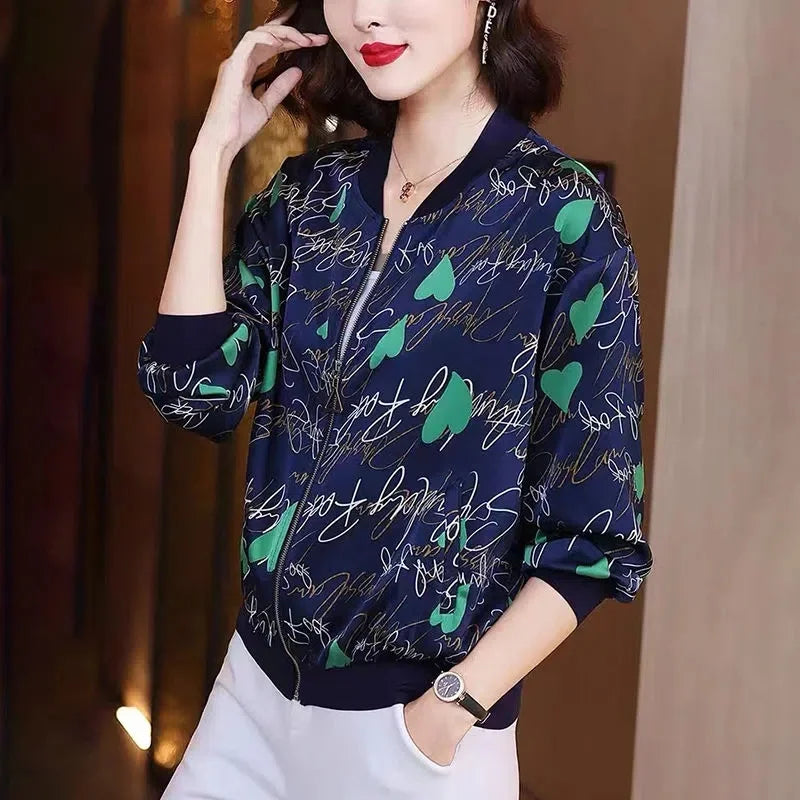 Fashion Print Jacket Female Spring Top 2024Summer UV Protection Joker Short Chiffon Sunscreen Clothing Female Top Thin Shirt Top