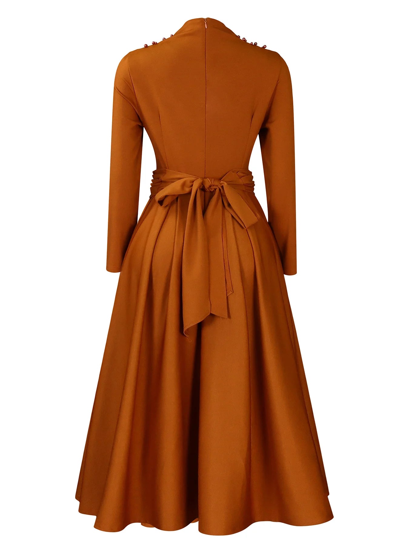 Fashionable High-collar Elegant Embroidered Large Dress Women Waist-shaping African Dress Trendy Plain Pattern Long Skirt