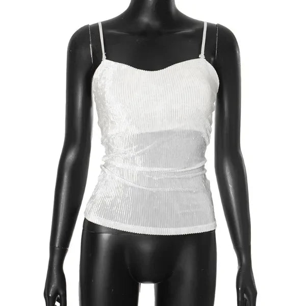 Knit Crop Tops for Women Sleeveless Sexy Vests New Spring Summer 2025 Backless Off Shoulder with Bra Pad Slim Casual Tank Camis