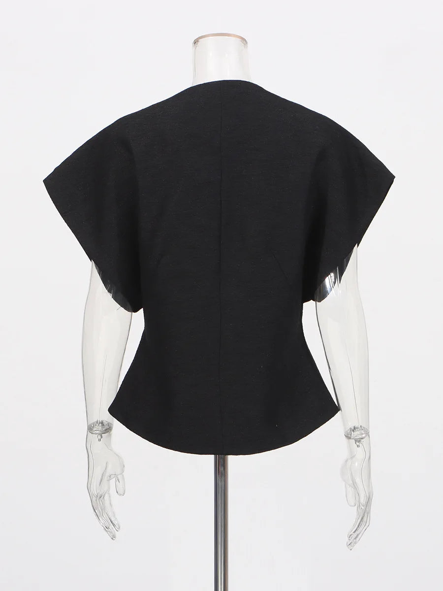 Black Diamond Encrusted Single Breasted Cropped Jacket For Women