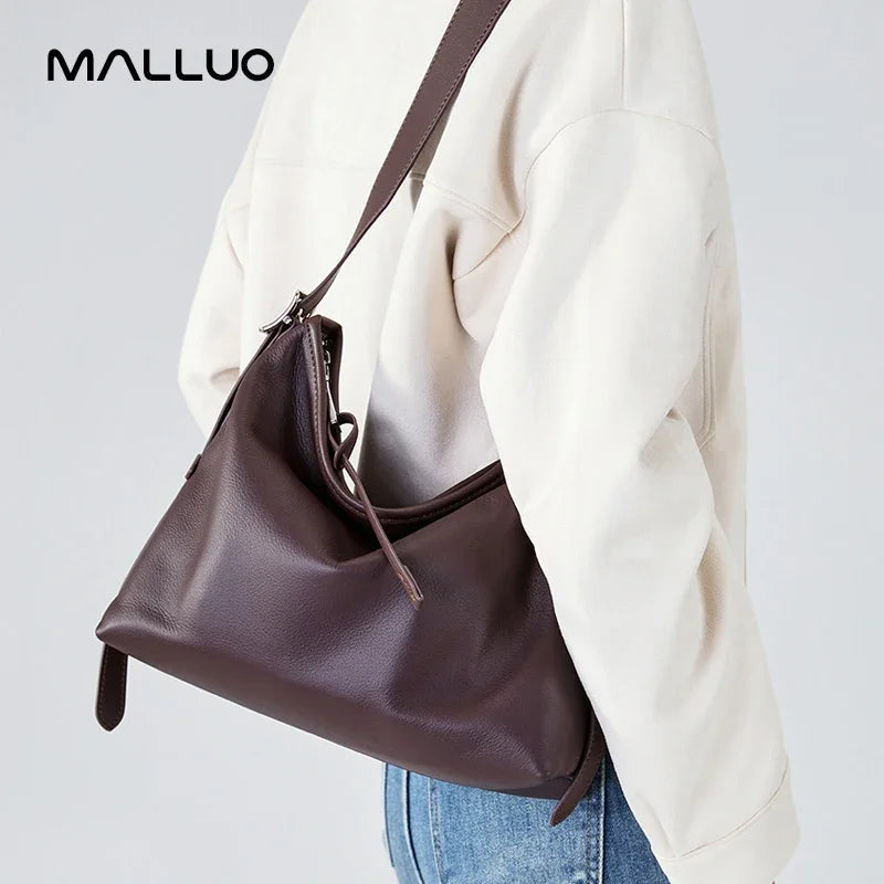 Cowhide Genuine Leather Handbags Women Casual Shoulder Bag Female Fashion Shopping Retro Large Luxury Designer Ladies Bags New