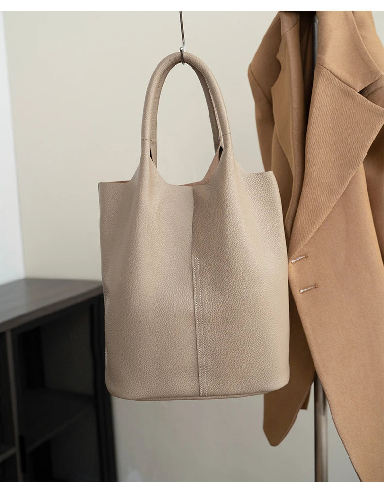 Bucket Bag Ladies Luxury Women Tote Bag Casual Genuine Cow Leather Shoulder Bags ladies Tote Handbags Big Shopper Bag for Female