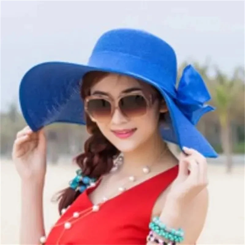 Hat Big-brimmed Cool Hat Women's Summer Sun Visor Sun-Proof Foldable Straw Hat UV-Proof Beach Sun Hat Summer Face Covering