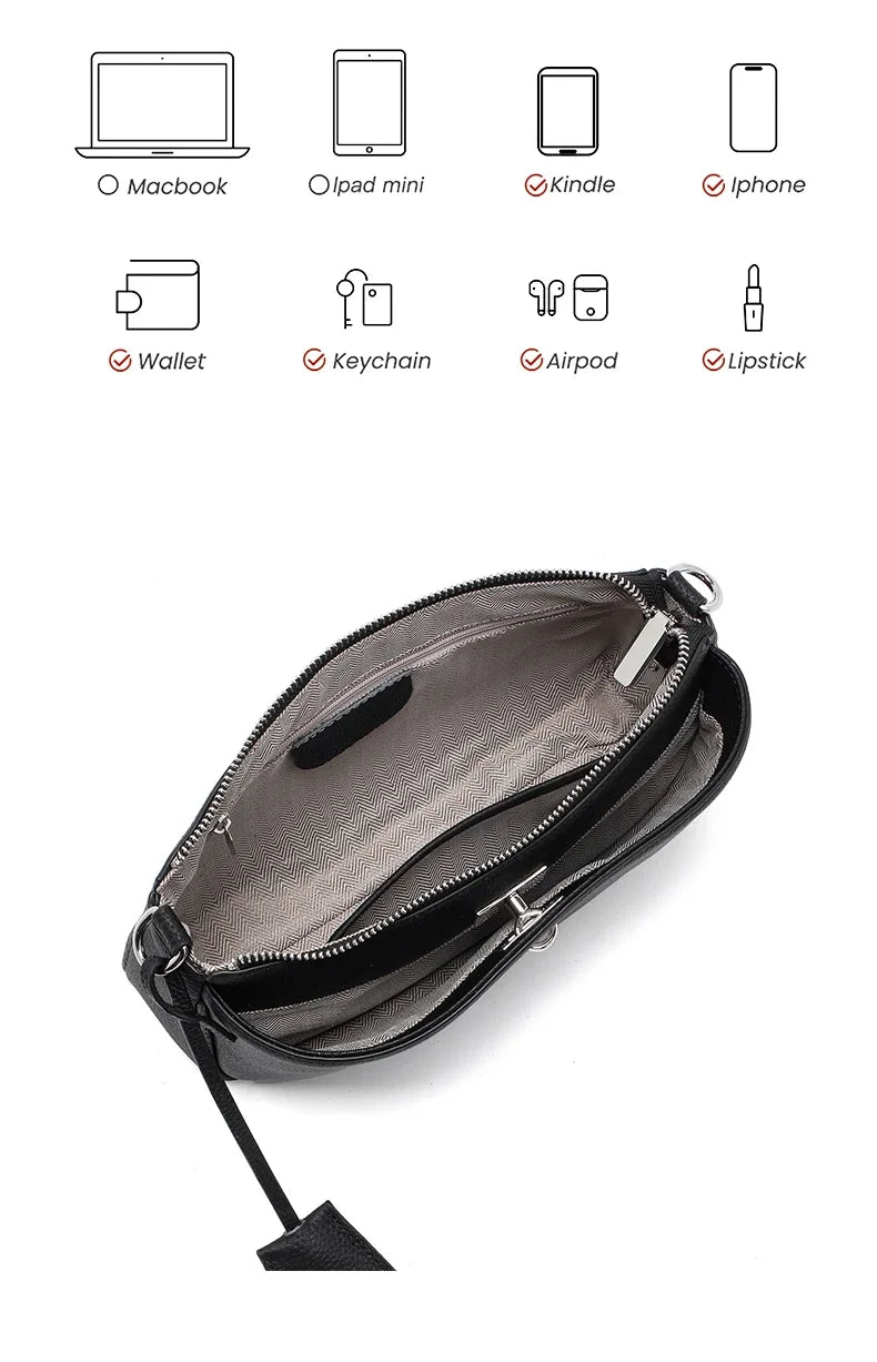 Women Cow Real Leather Shoulder Bags Ladies Natural Cowhide Fashion Retro Handbags Female Designer Luxury Crossbody Bag for Lady
