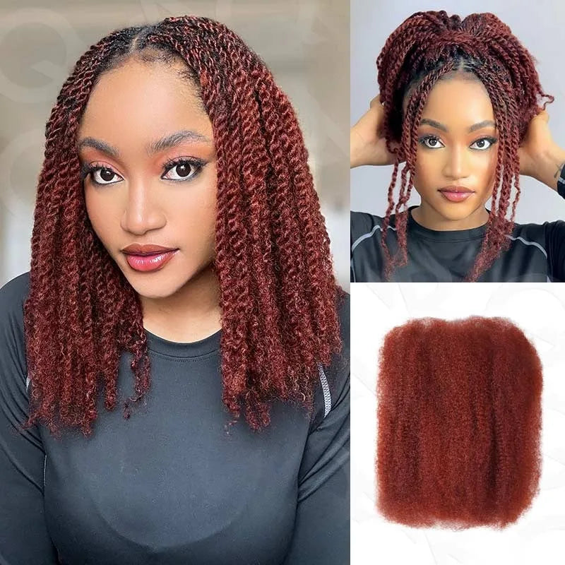 Black Pearl Top Peruvian Kinky Curly Mini Twist Hair 50G/pc QVR Afro Kinky Bulk Human Hair for Braiding 100% Remy Hair Bundles