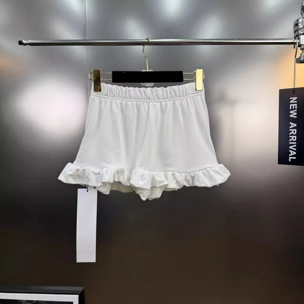 VGH Versatile Patchwork English Letters Short Skirt for Women Low Waist Spliced Ruffles Hem Hotsweet Skirts Female Summer New