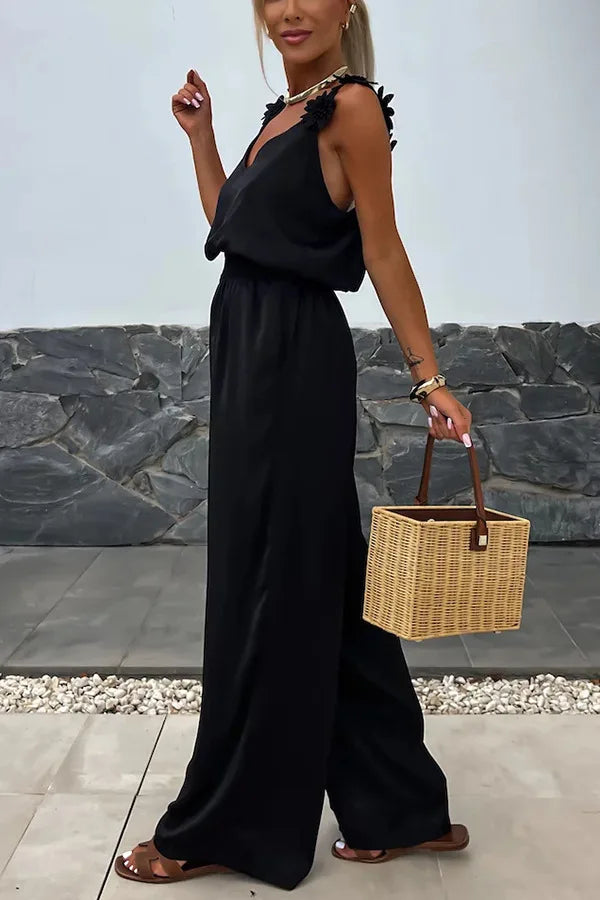 2024 Ladies Off Shoulder Sleeveless Jumpsuit Summer Women Casual Solid Rompers Streetwear Long Playsuits Overalls With Pockets