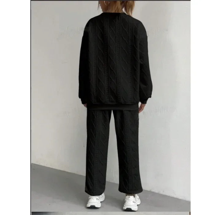 Casual Two Piece Sets Womens Outifits Streetwear Autumn and Winter 2024 New Long Sleeved Round Neck Hoodie and Y2k Pants Suit