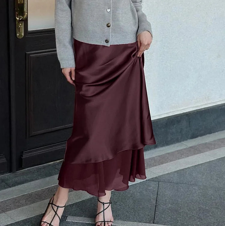 Draped Satin Maxi Skirt