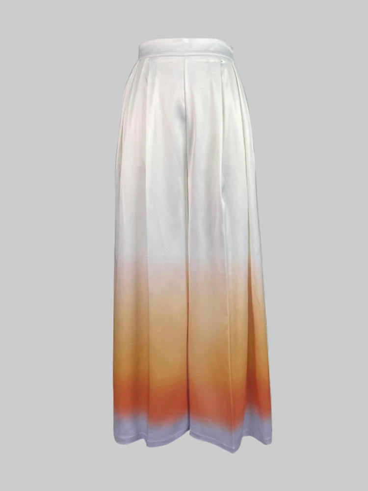 Beautyblue Gradient Suit Pants Pleated Pant for Women 2025 New Elegant High Waisted Loose Pocket Fashion Long Commuter Trousers