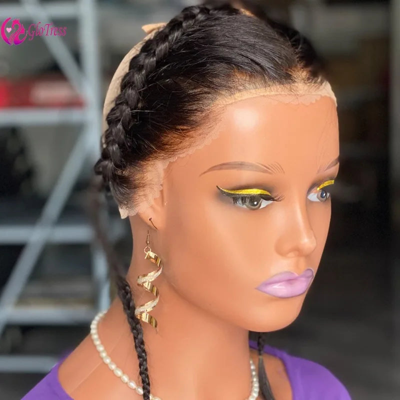 High Quality 12 Inch Ear To Ear Braided Hairpiece Bleached Knot Full 13x4 Lace Frontal Human Hair Extension Easy To Wear Natural