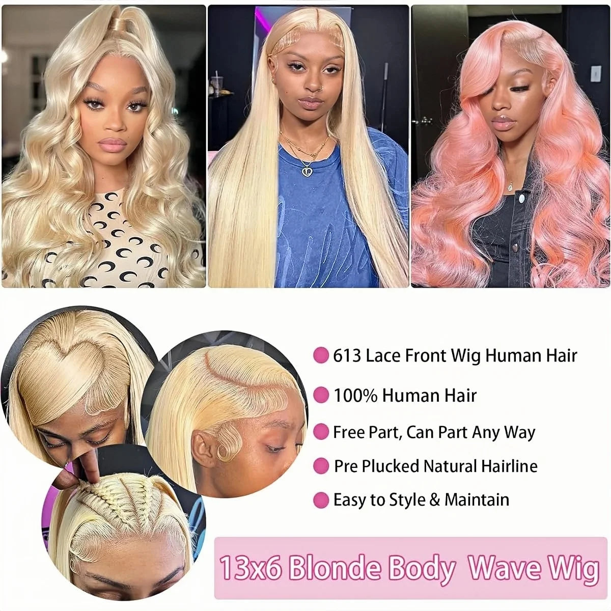 13x6 Lace Front Wig Human Hair Blonde Wigs for Women 613 HD Transparent Lace Frontal Wigs Human Hair Pre Plucked with Baby Hair