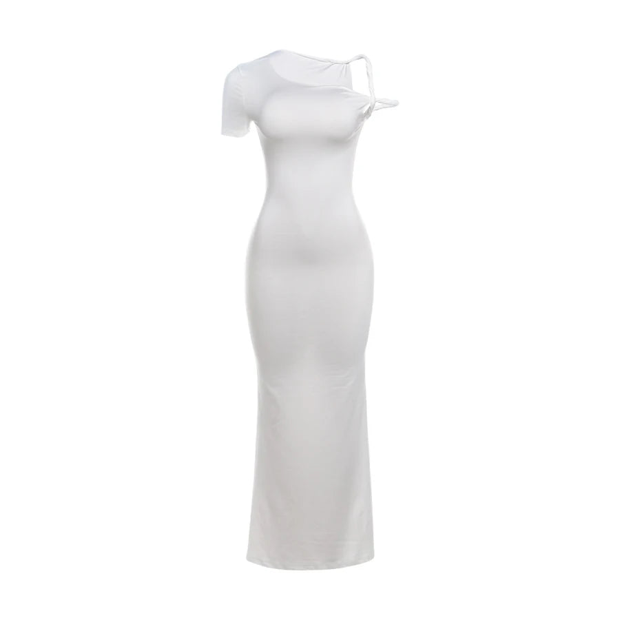 Weird Puss Bandage Dress Woman Summer Sexy Irregular Solid Sheath Chic Stretch Body-Shape Smooth Birthday Party Elegant Bodycon