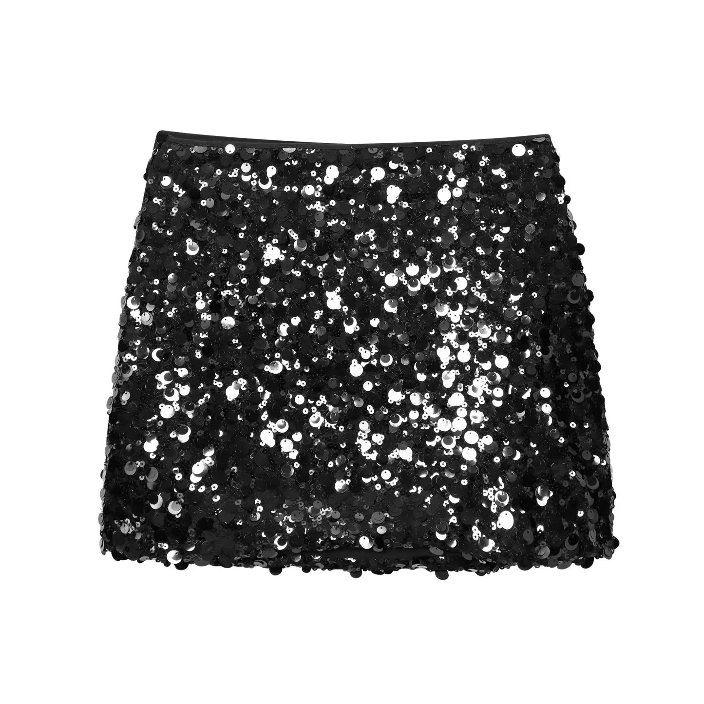 TRAFZA 2025 Spring Summer Sexy Butter Yellow Women Skirts Fashion Streetwear Beading Solid Straight Chic Ladies Mini Skirts