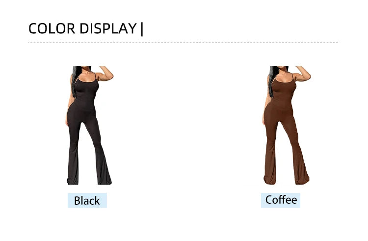 2024 Summer New Women's Slim Hip Lifting One-piece Suit Sling Sleeveless Sexy Hottie Backless Flared Pants Sports Yoga Clothes