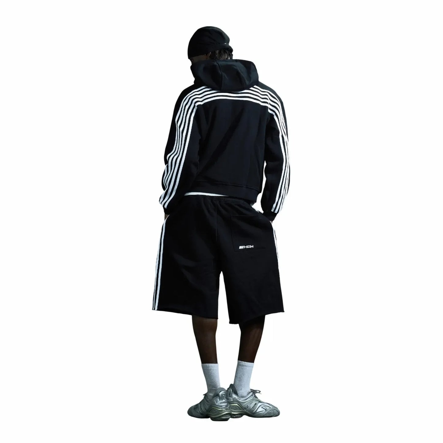 American HCW Retro Striped Zipper Hoodie Y2K Clothes Mens Womens Hip-hop Letter Embroidery Black Oversized Sweatshirt Jacket