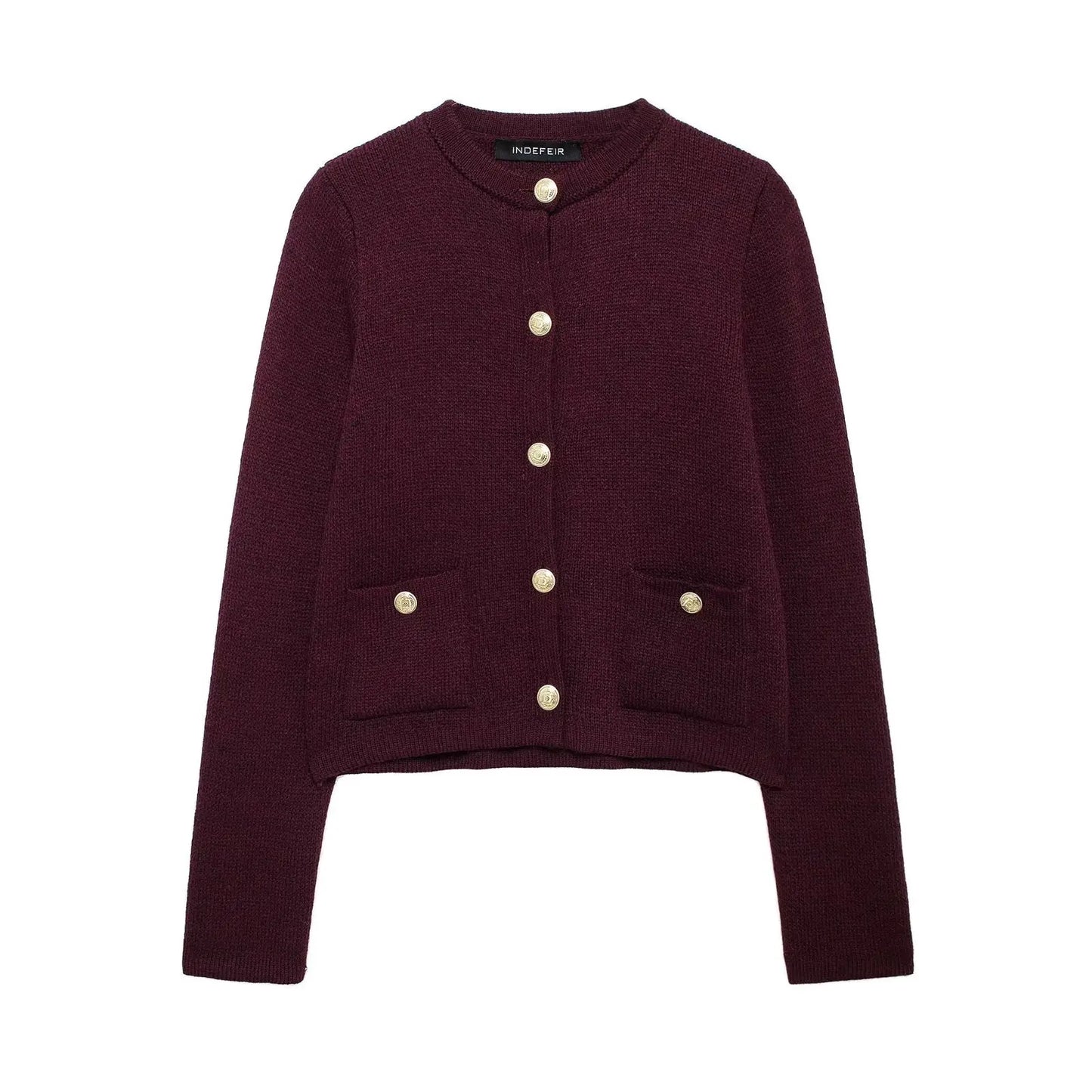 Winter Slim Knitted Cardigan with Button Details for Women