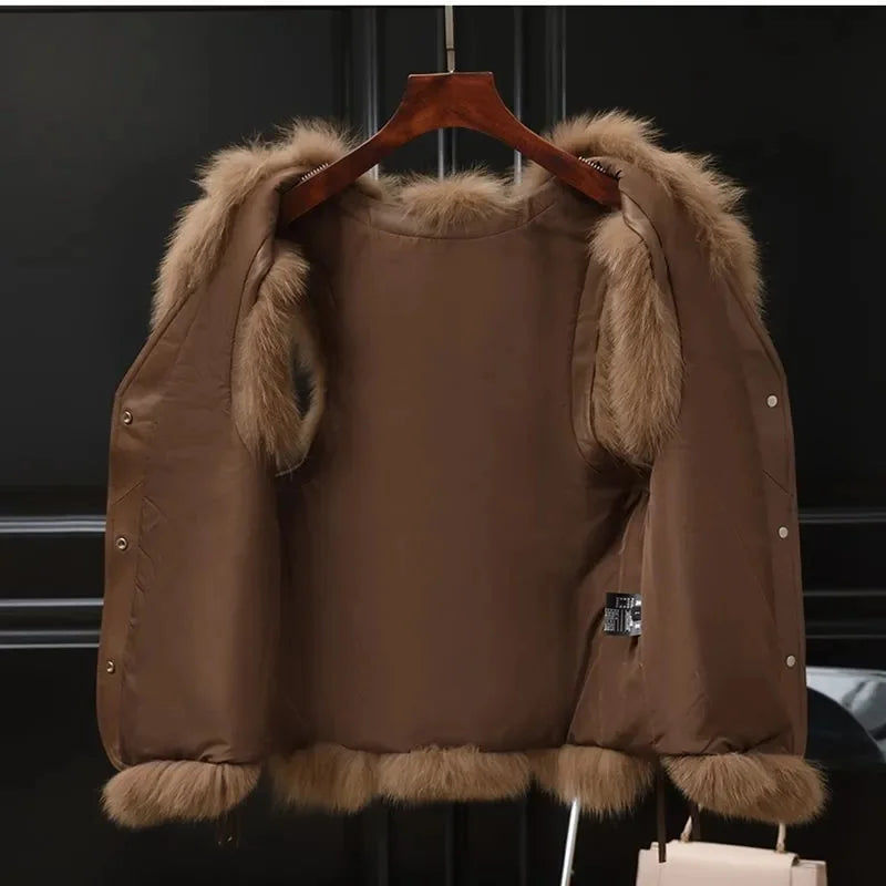 High Quality Imitation Fox Fur Vest Jacket Women Fur Vest Jacket 2024 Winter Waistcoat Short Fur Vest Female Vestcoat Sleeveless
