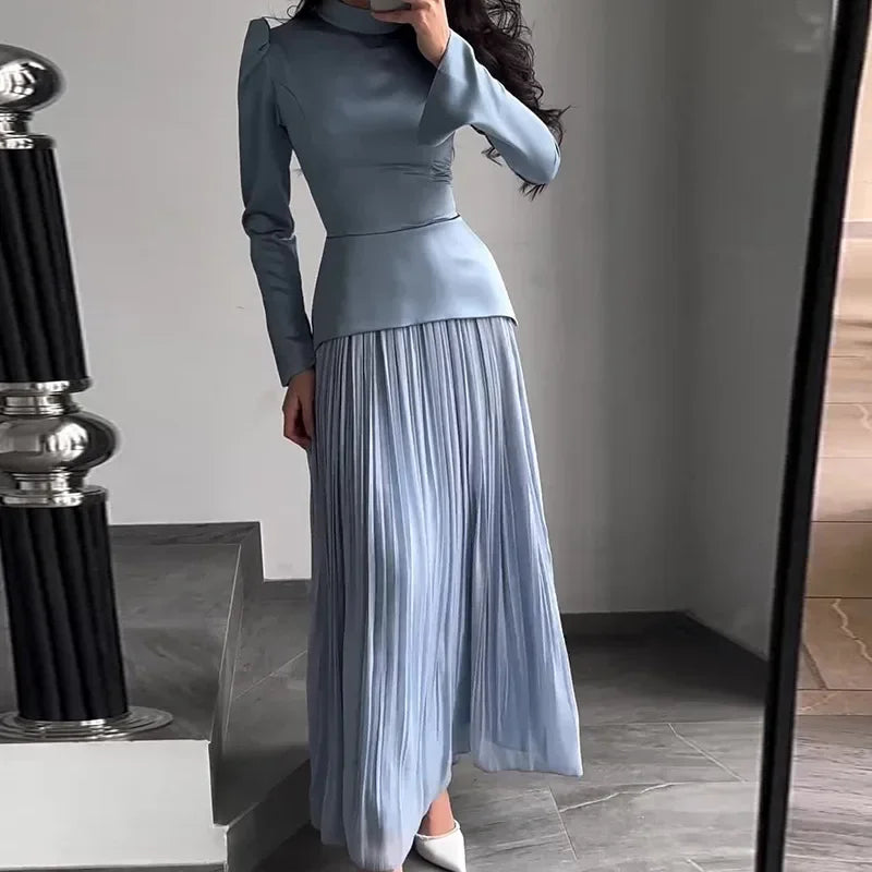 Long Sleeves Dresses Women Clothing New Round Neck Back Strap Slim Fit Dress Y2k Skirt for Female Streetwear 2024 Autumn Winter