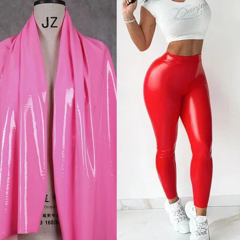 Women PU Seamless Leggings Stretch PU High Waist PVC Pencil Pants Wet Look Patent Leather Bodycon Trousers Custom Clubwear