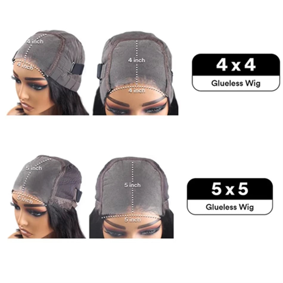 Deep Wave Wear & Go Glueless Pre-Cut Lace Wig Pre-Plucked Natural Black Water Wave Glueless Wig Curly Human Hair Wigs For Women
