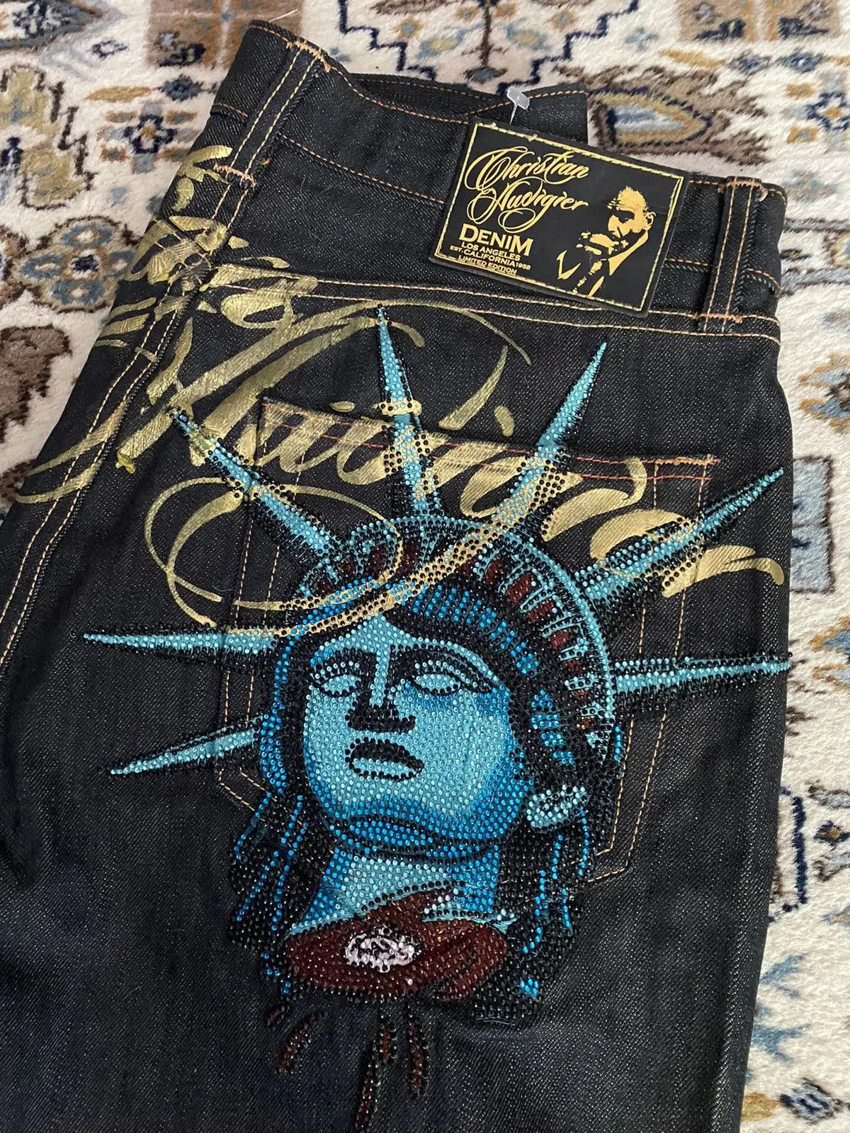 Harajuku Angel wings Embroidery Jeans Casual Denim Pants High Waist Straight Wide Leg Jeans Vintage Y2k 2000s Women Clothing