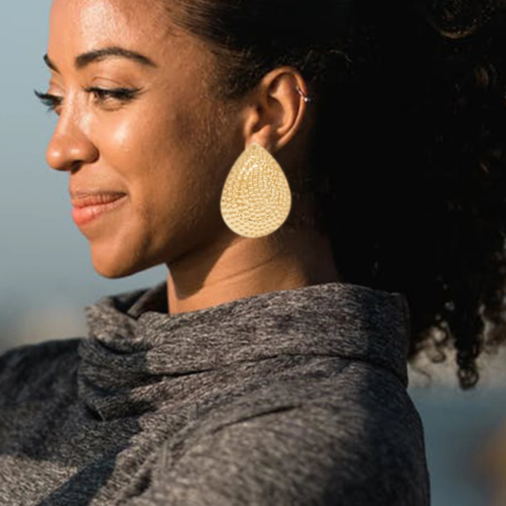 Fashion Jewelry Big Gold Color Round Geometric Earrings Dangle Drop Earrings For Women African Wedding Party Gifts