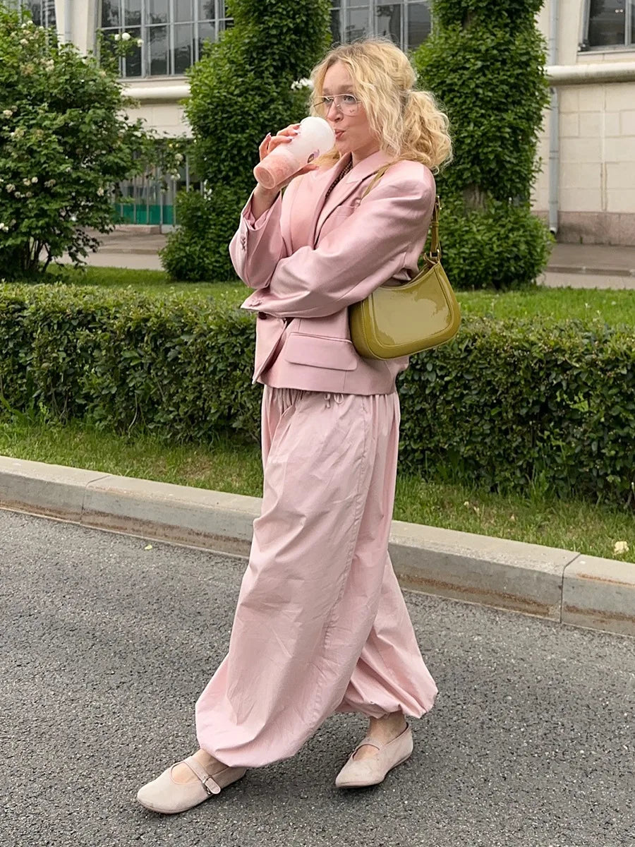 Bornladies Autumn Womens 100% Cotton Loose Lantern Style Wide Leg Pants Street Style Casual Lazy Pants Fashion Trousers