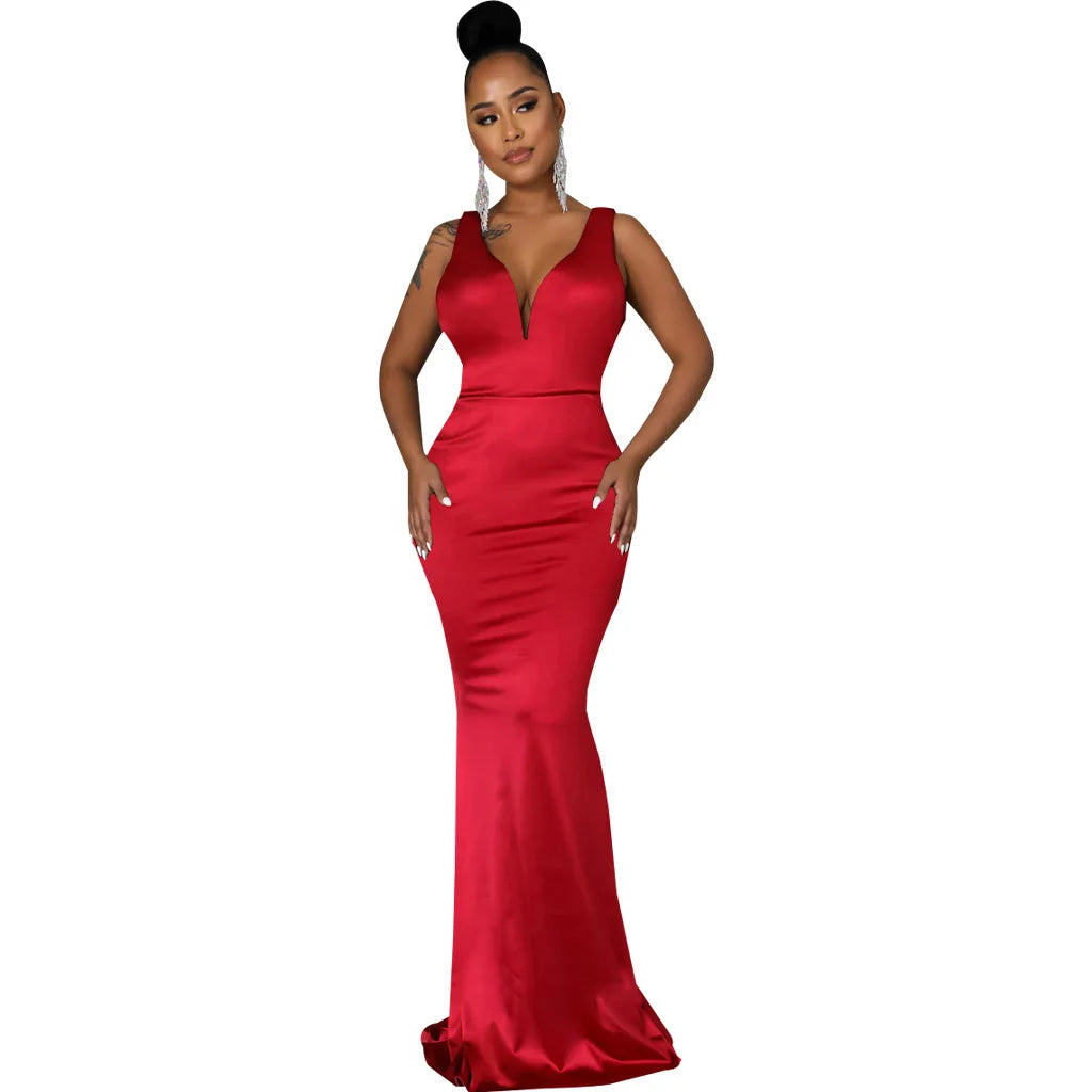 Sexy Fashion Deep V-Neck Dress Women's Dress JX5604