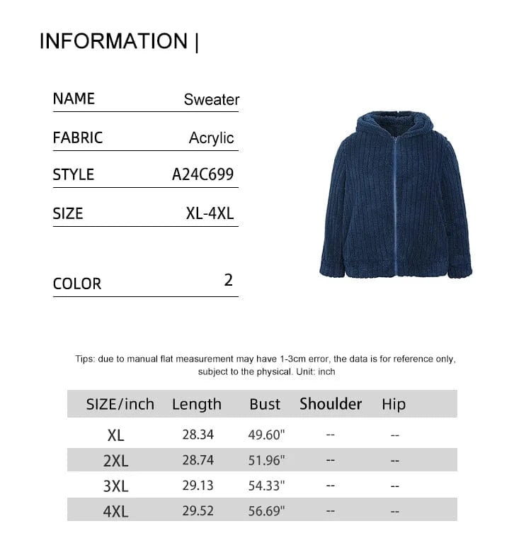 Plus Size 2024 New Women's Casual Hooded Jacket Zip Solid Colour Jacket Best Choice for Autumn and Winter