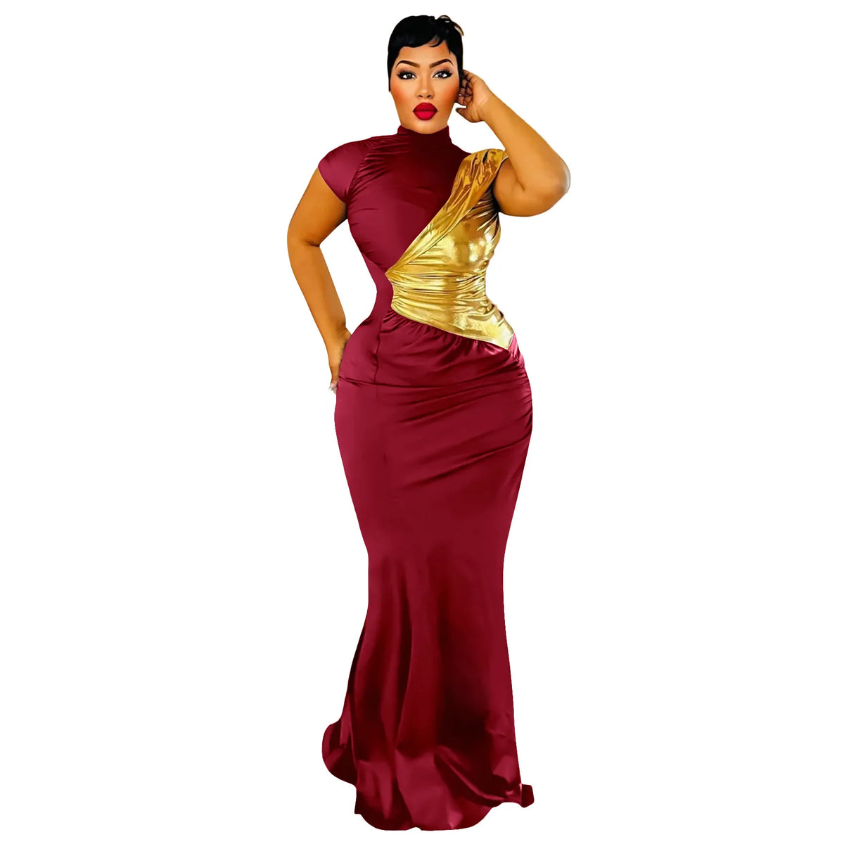 Elegant Dashiki Short Sleeve Traditional Maxi Dress for Women