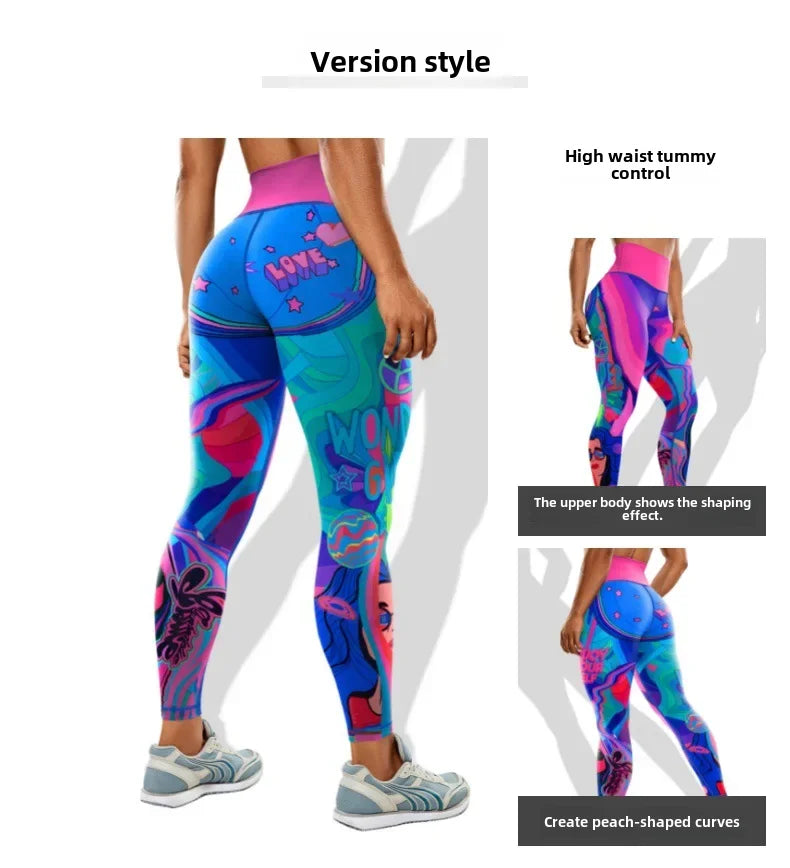 Uniqueprinting High Elasticity Leggings For Outdoor Sports Fitness Running Cycling Yoga New Cross-border Style