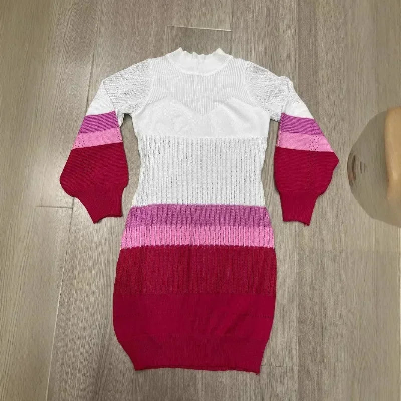 African Dresses for Women Summer Autumn African Long Sleeve O-neck Knitted Plus Size Mini Dress Outfits Dashiki African Clothing
