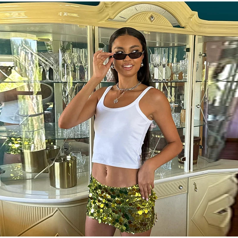 Y2k Sparkle Glitter Sequin Women's Mini Skirts High Waist Sequin Short Skirt Female 2025 Spring Summer Fashion Club Party Wears