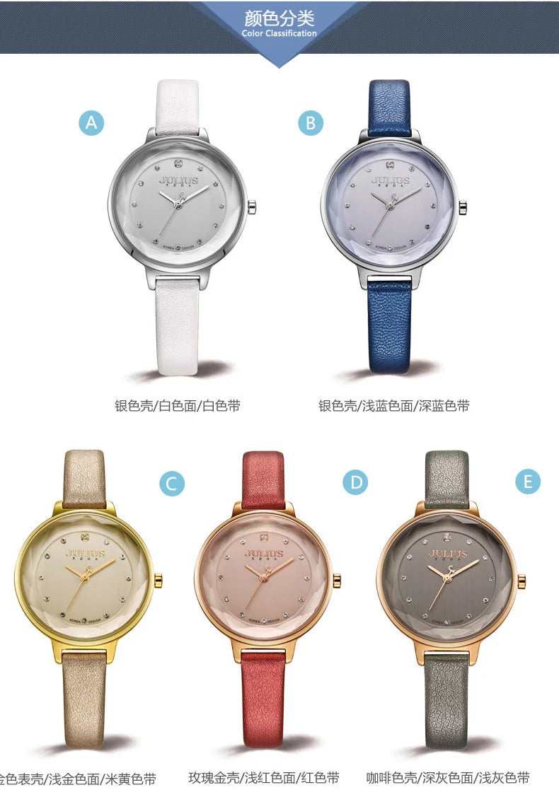 Thin Lady Women's Watch Fine Fashion Luxury Style Hours Dress Bracelet Leather Classic Girl Birthday Gift Julius No Box