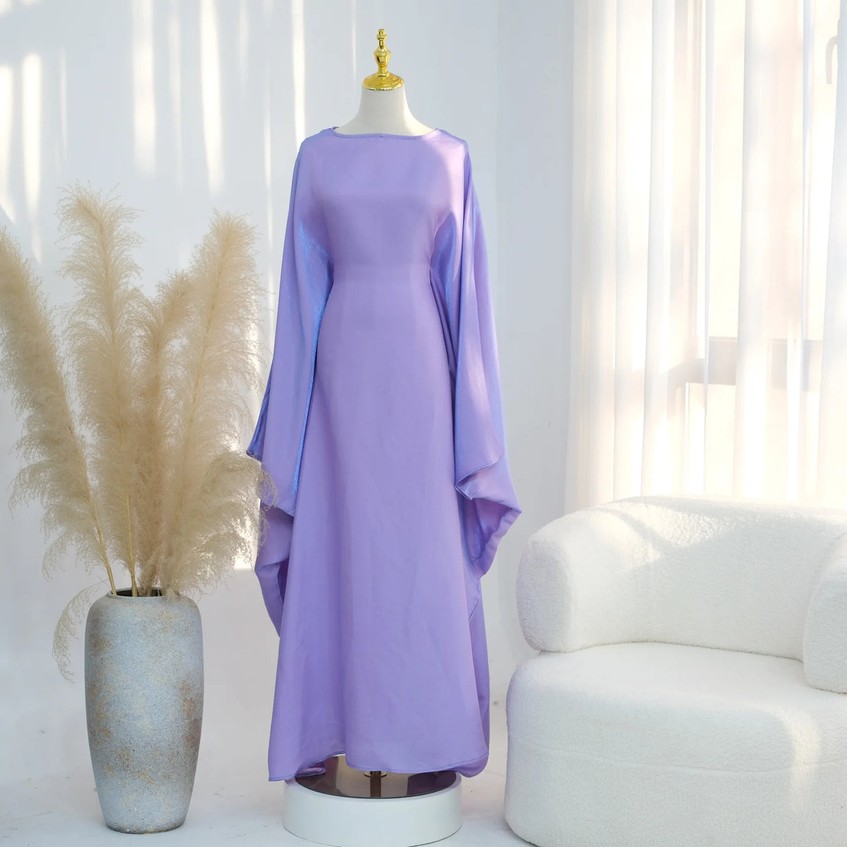 Shiny Loose Ankle-Length Kaftan Maxi Dress for Women