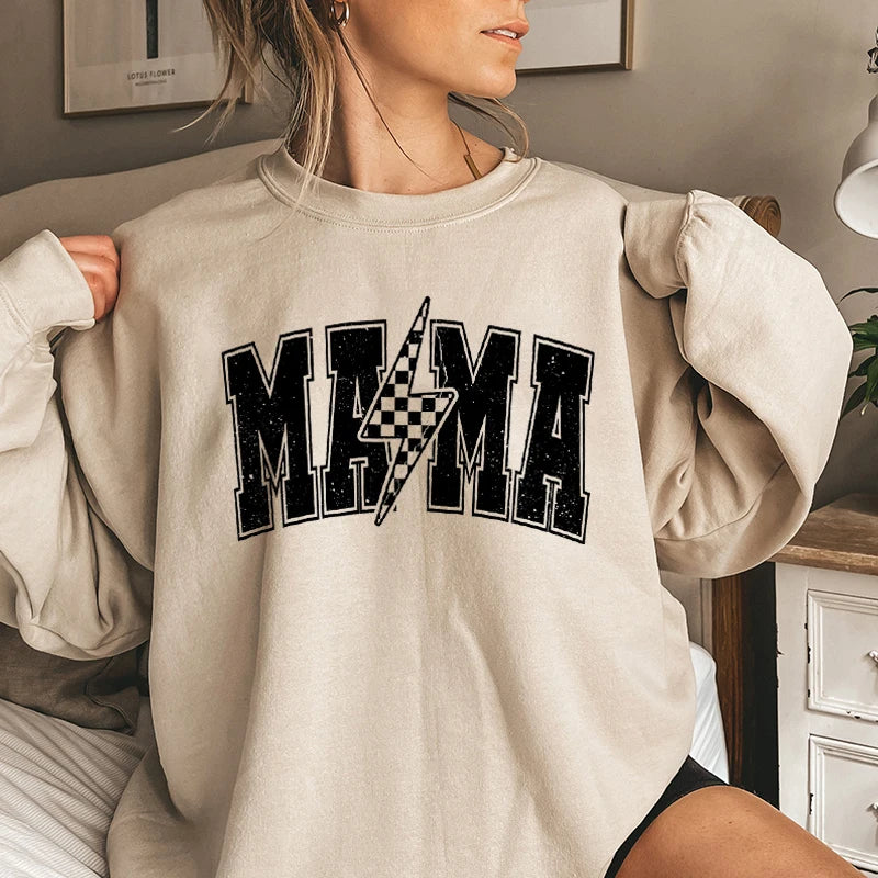 Mothers Day Gift for New Mom Autumn Sweatshirt Wildflowers Leopard Mama Retro Crewneck Sweater Cute Bow Mama Cartoon Sweatshirts