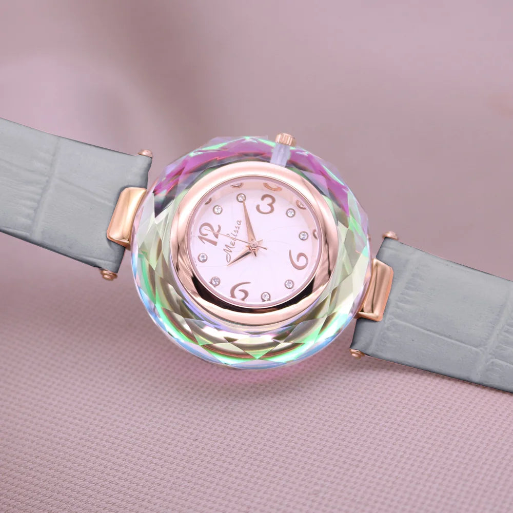 Top Luxury Crystal Melissa Lady Women's Watch Elegant Rhinestone Fashion Hours Dress Bracelet Clock Girl Birthday Gift Box