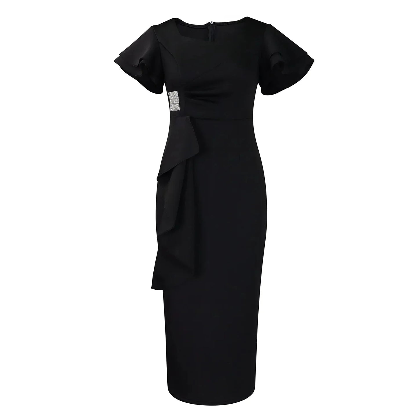 Elegant Pure Color African Style Wrap Dress D3310 New Fashionable Transoceanic Dress with Lace Trim Elegant African Dress
